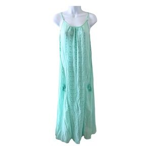 Nanette Lepore 100% Cotton Mint Green Swim Cover Up Sz M Resort Boho